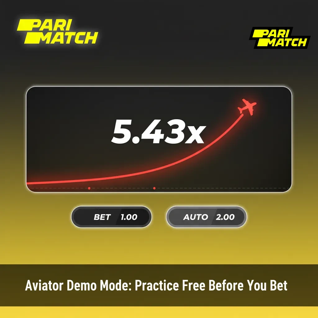Aviator demo on Parimatch with rising airplane curve, multipliers, virtual credits, auto cash out and double-bet options.