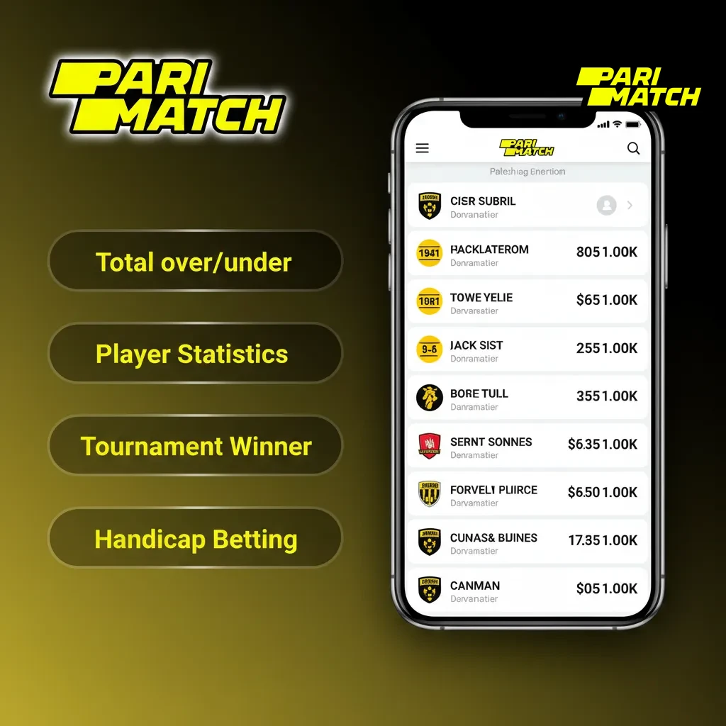 Parimatch app screen listing bet types: Single, ACCA, System, Handicap, Over/Under; mix markets to suit risk and payout.
