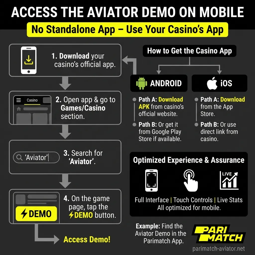 Accessing free Aviator demo play on Android APK and iOS casino apps