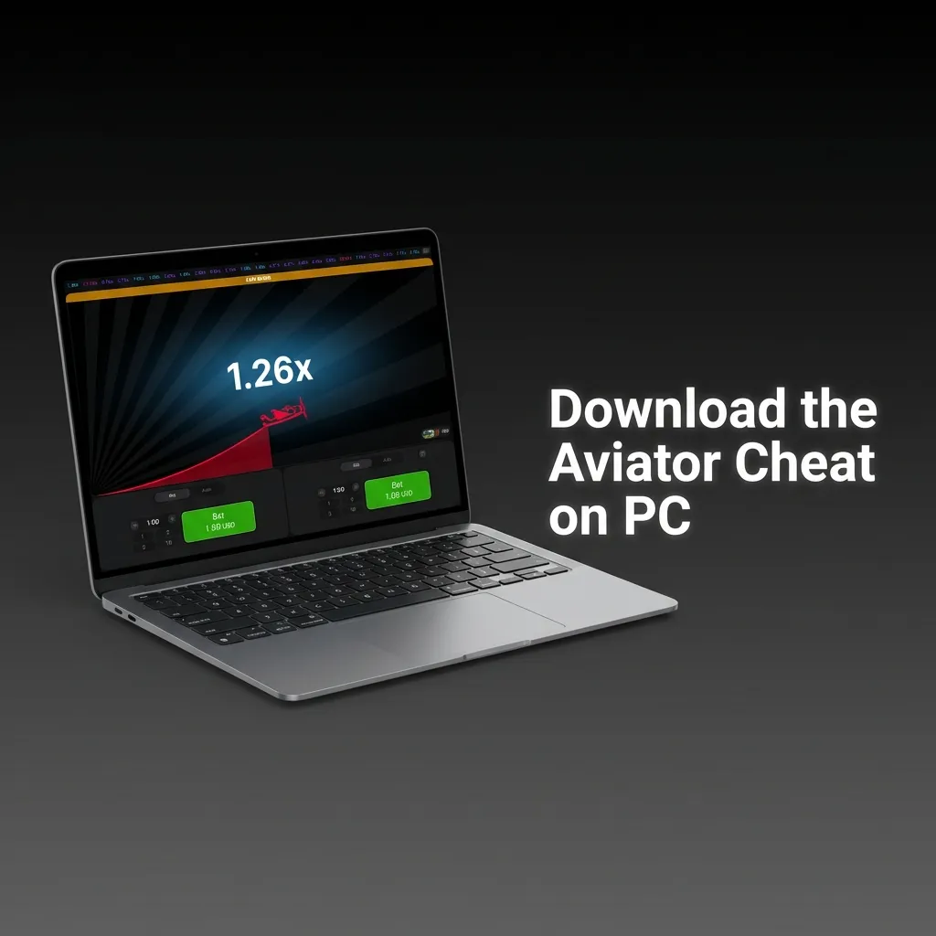 PC screen showing Aviator Predictor software installation steps with download button and configuration settings displayed
