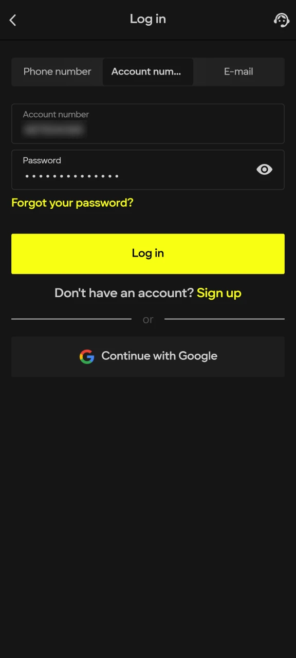 Open the Parimatch app to access your personal gaming account.