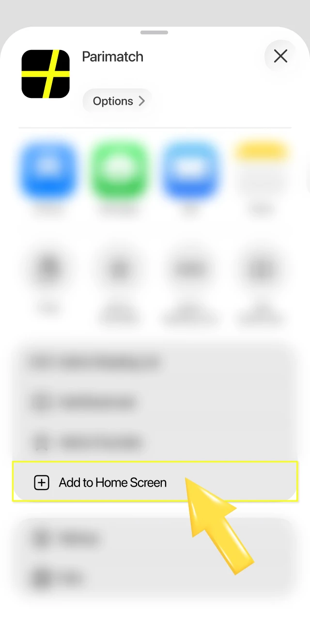 Choose Add to Home Screen and confirm to create a quick-access shortcut for Parimatch Aviator.