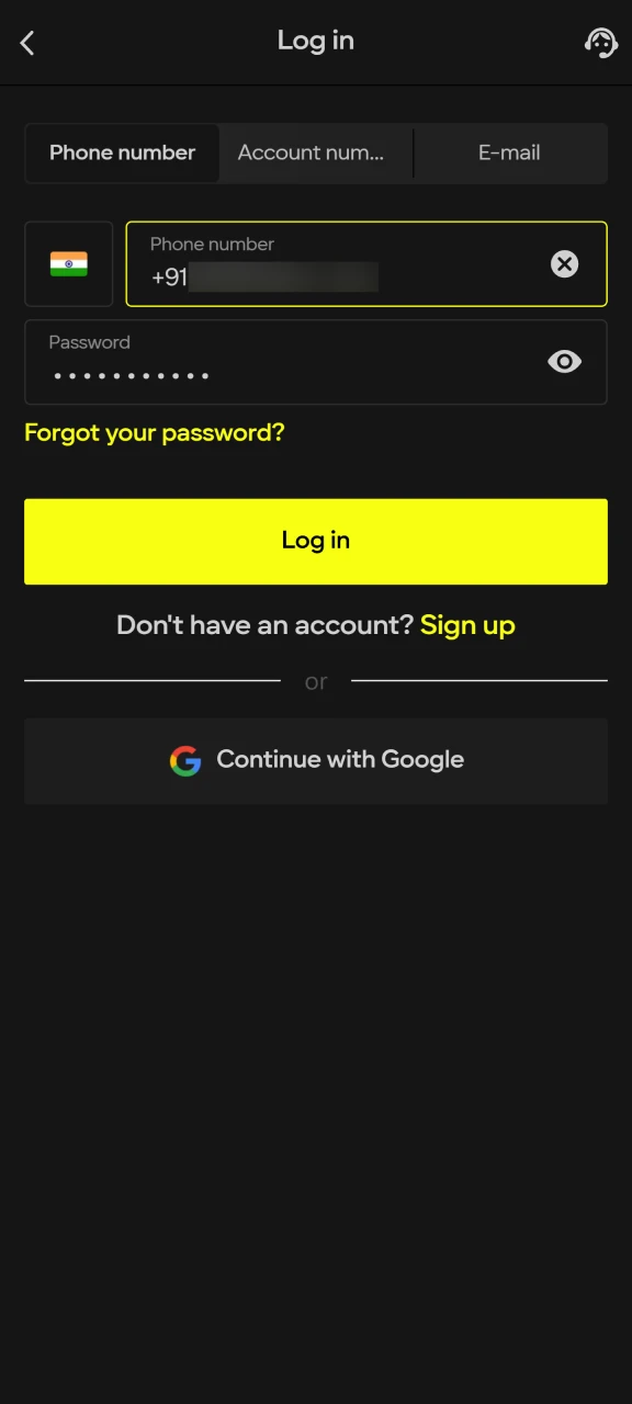 Sign in or register your account to access the mobile gaming features and bonuses.